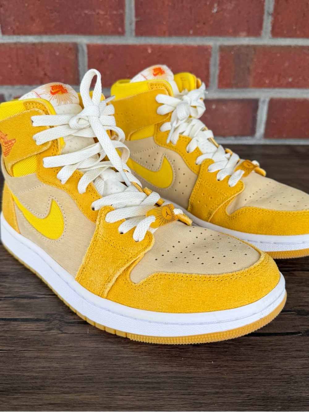 Nike High-Top Sneakers in Yellow and Cream Suede